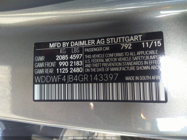 Photo 8 VIN: WDDWF4JB4GR143397 - MERCEDES-BENZ C-CLASS 