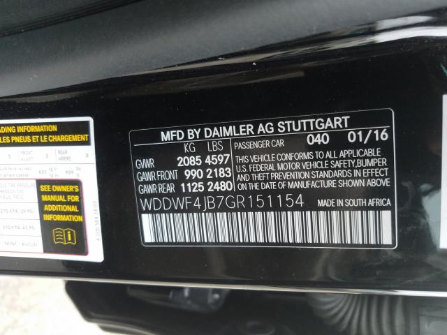 Photo 9 VIN: WDDWF4JB7GR151154 - MERCEDES-BENZ C-CLASS 