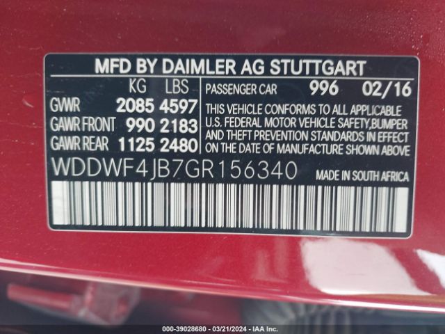 Photo 8 VIN: WDDWF4JB7GR156340 - MERCEDES-BENZ C 300 