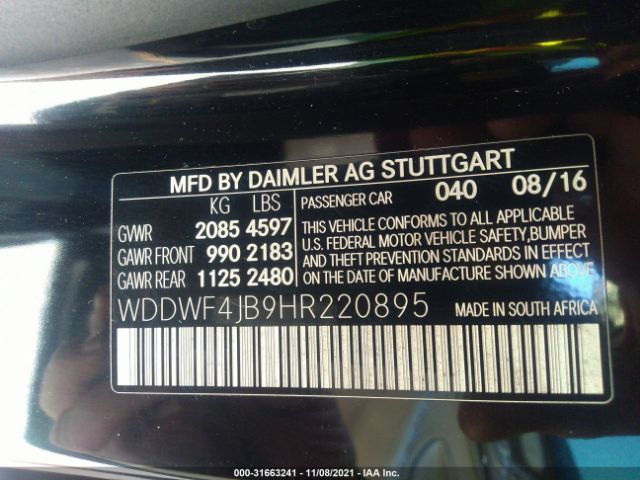 Photo 8 VIN: WDDWF4JB9HR220895 - MERCEDES-BENZ C-CLASS 