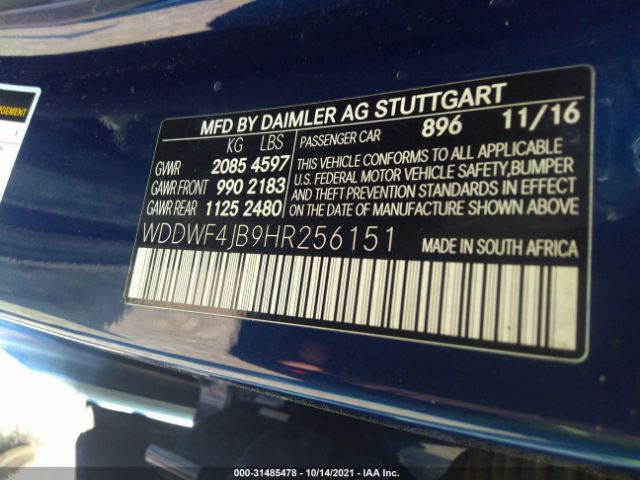 Photo 8 VIN: WDDWF4JB9HR256151 - MERCEDES-BENZ C-CLASS 