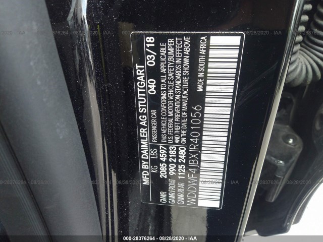 Photo 8 VIN: WDDWF4JBXJR401056 - MERCEDES-BENZ C-CLASS 