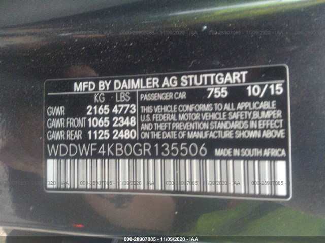 Photo 8 VIN: WDDWF4KB0GR135506 - MERCEDES-BENZ C-CLASS 