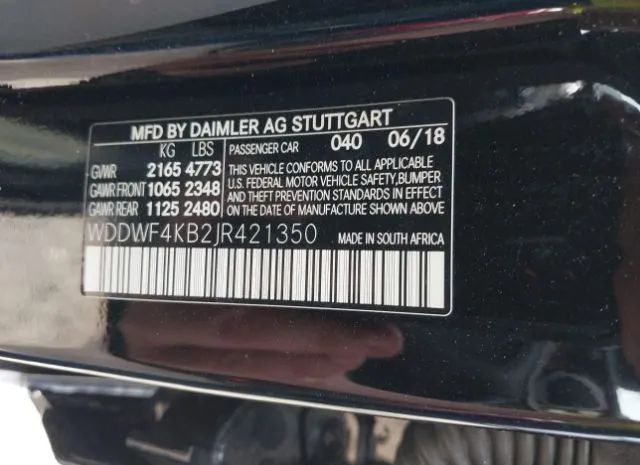 Photo 8 VIN: WDDWF4KB2JR421350 - MERCEDES-BENZ C 300 