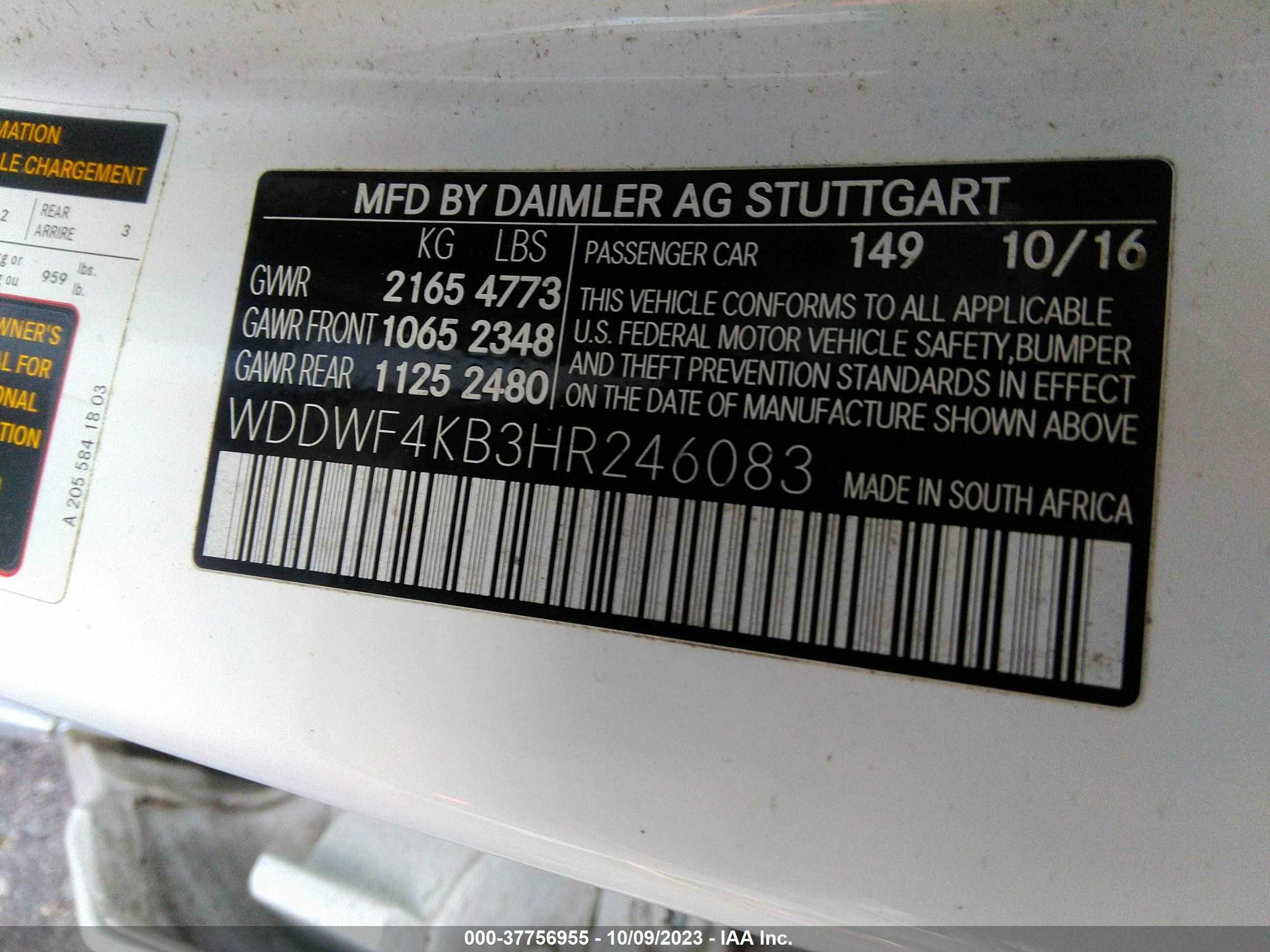 Photo 8 VIN: WDDWF4KB3HR246083 - MERCEDES-BENZ C-KLASSE 