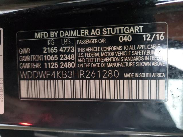 Photo 11 VIN: WDDWF4KB3HR261280 - MERCEDES-BENZ C-CLASS 