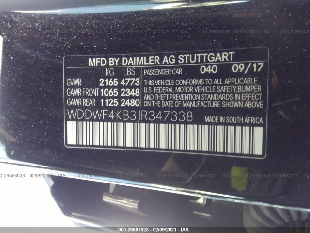 Photo 8 VIN: WDDWF4KB3JR347338 - MERCEDES-BENZ C-CLASS 