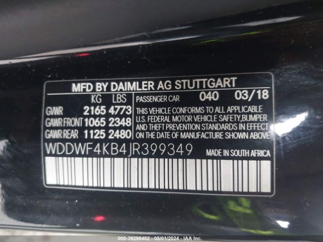 Photo 8 VIN: WDDWF4KB4JR399349 - MERCEDES-BENZ C 300 