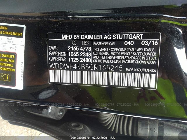 Photo 8 VIN: WDDWF4KB5GR165245 - MERCEDES-BENZ C-CLASS 