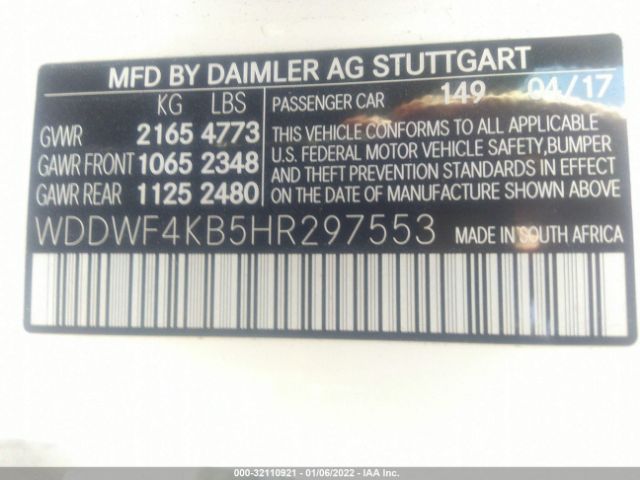 Photo 8 VIN: WDDWF4KB5HR297553 - MERCEDES-BENZ C-CLASS 