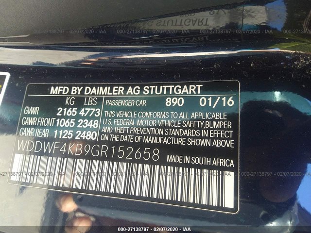 Photo 8 VIN: WDDWF4KB9GR152658 - MERCEDES-BENZ C 