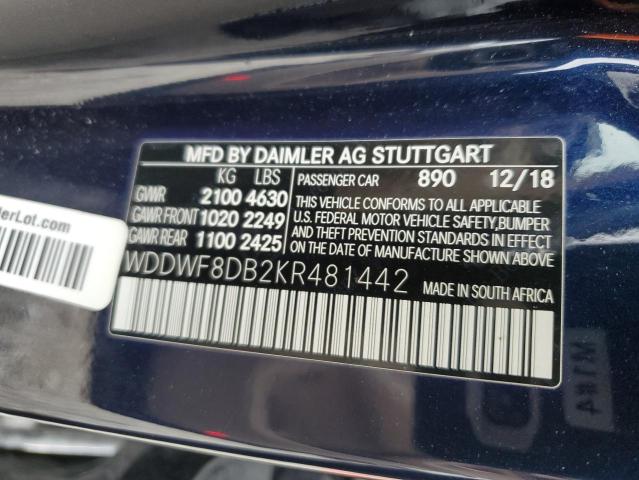 Photo 11 VIN: WDDWF8DB2KR481442 - MERCEDES-BENZ C-CLASS 