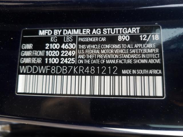 Photo 9 VIN: WDDWF8DB7KR481212 - MERCEDES-BENZ C 300 