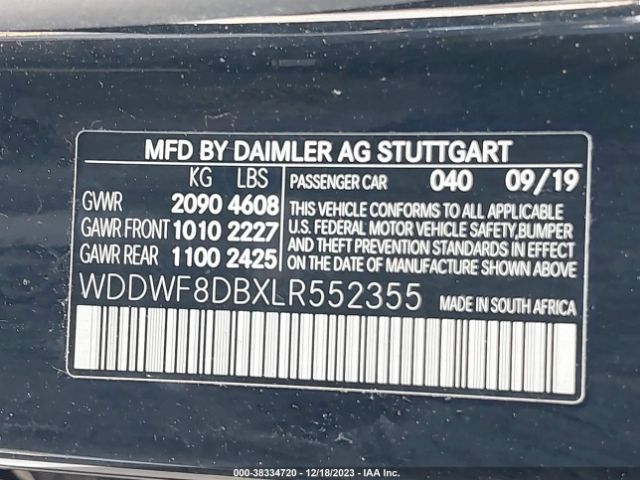 Photo 8 VIN: WDDWF8DBXLR552355 - MERCEDES-BENZ C 300 