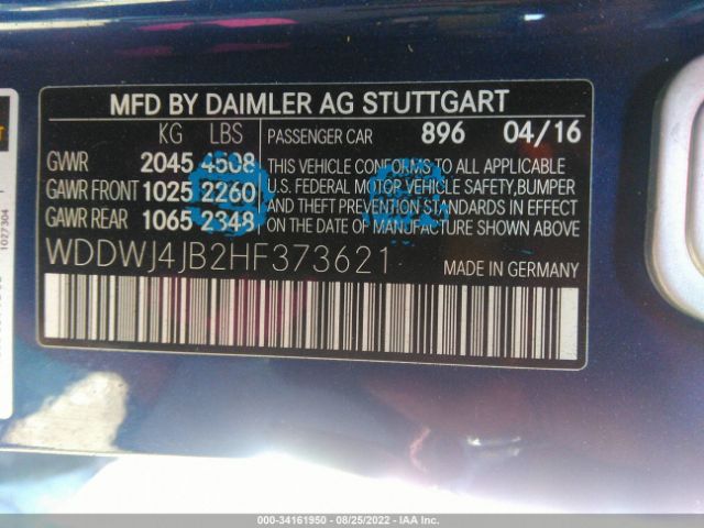 Photo 8 VIN: WDDWJ4JB2HF373621 - MERCEDES-BENZ C-CLASS 