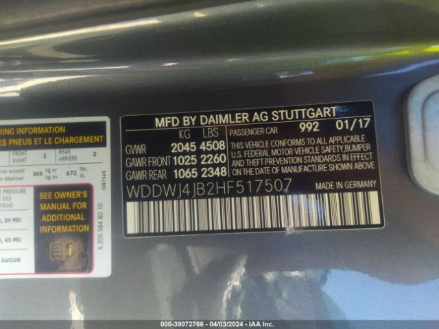 Photo 8 VIN: WDDWJ4JB2HF517507 - MERCEDES-BENZ C 300 