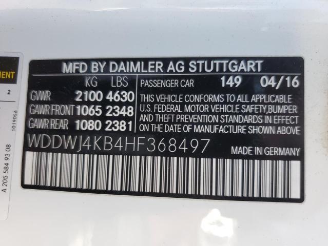 Photo 11 VIN: WDDWJ4KB4HF368497 - MERCEDES-BENZ C-CLASS 