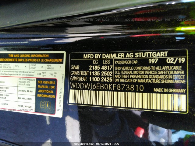 Photo 8 VIN: WDDWJ6EB0KF873810 - MERCEDES-BENZ C-CLASS 