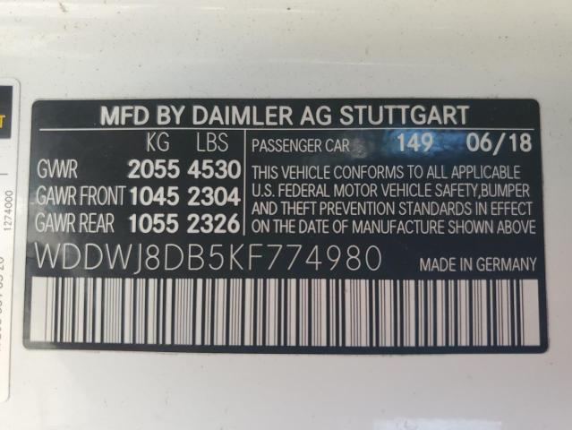 Photo 11 VIN: WDDWJ8DB5KF774980 - MERCEDES-BENZ C-KLASSE 