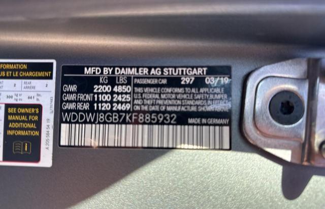 Photo 9 VIN: WDDWJ8GB7KF885932 - MERCEDES-BENZ C-CLASS 