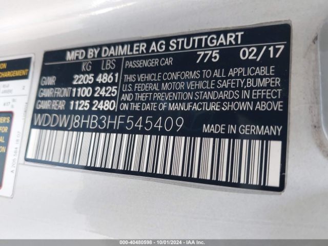 Photo 8 VIN: WDDWJ8HB3HF545409 - MERCEDES-BENZ C-CLASS 