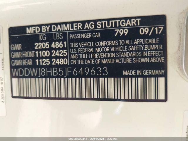 Photo 8 VIN: WDDWJ8HB5JF649633 - MERCEDES-BENZ C-CLASS 