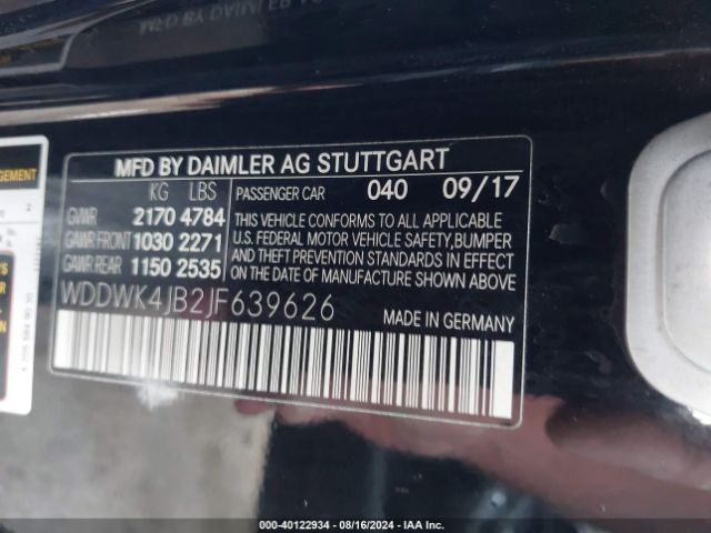 Photo 8 VIN: WDDWK4JB2JF639626 - MERCEDES-BENZ C-CLASS 