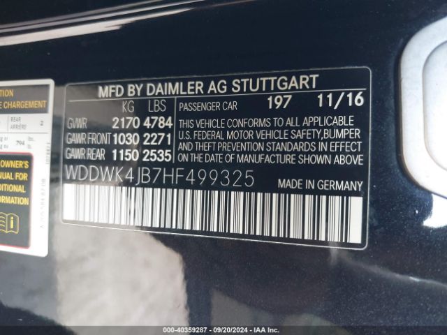 Photo 8 VIN: WDDWK4JB7HF499325 - MERCEDES-BENZ C-CLASS 