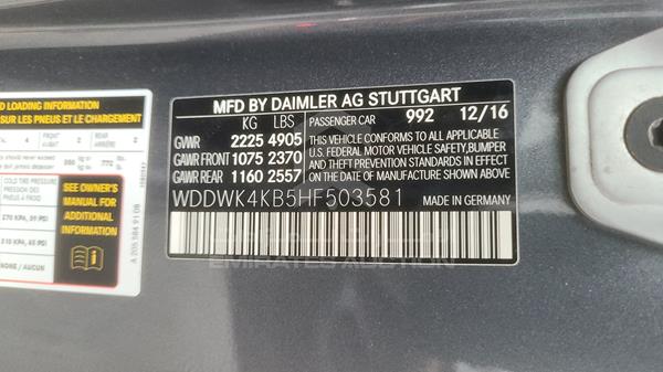 Photo 3 VIN: WDDWK4KB5HF503581 - MERCEDES-BENZ C 300 