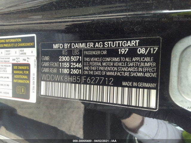 Photo 8 VIN: WDDWK8HB5JF627712 - MERCEDES-BENZ C-CLASS 