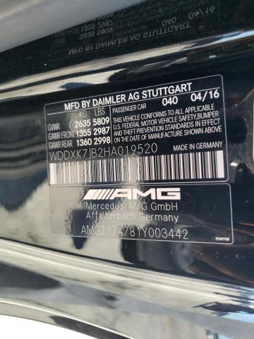 Photo 12 VIN: WDDXK7JB2HA019520 - MERCEDES-BENZ S 63 AMG 