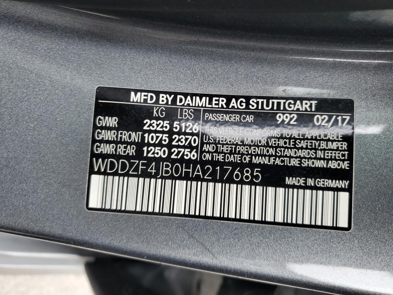 Photo 11 VIN: WDDZF4JB0HA217685 - MERCEDES-BENZ E-KLASSE 