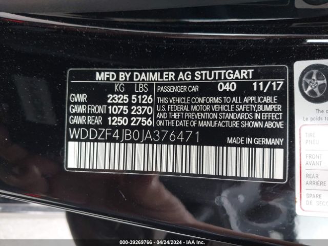 Photo 8 VIN: WDDZF4JB0JA376471 - MERCEDES-BENZ E 