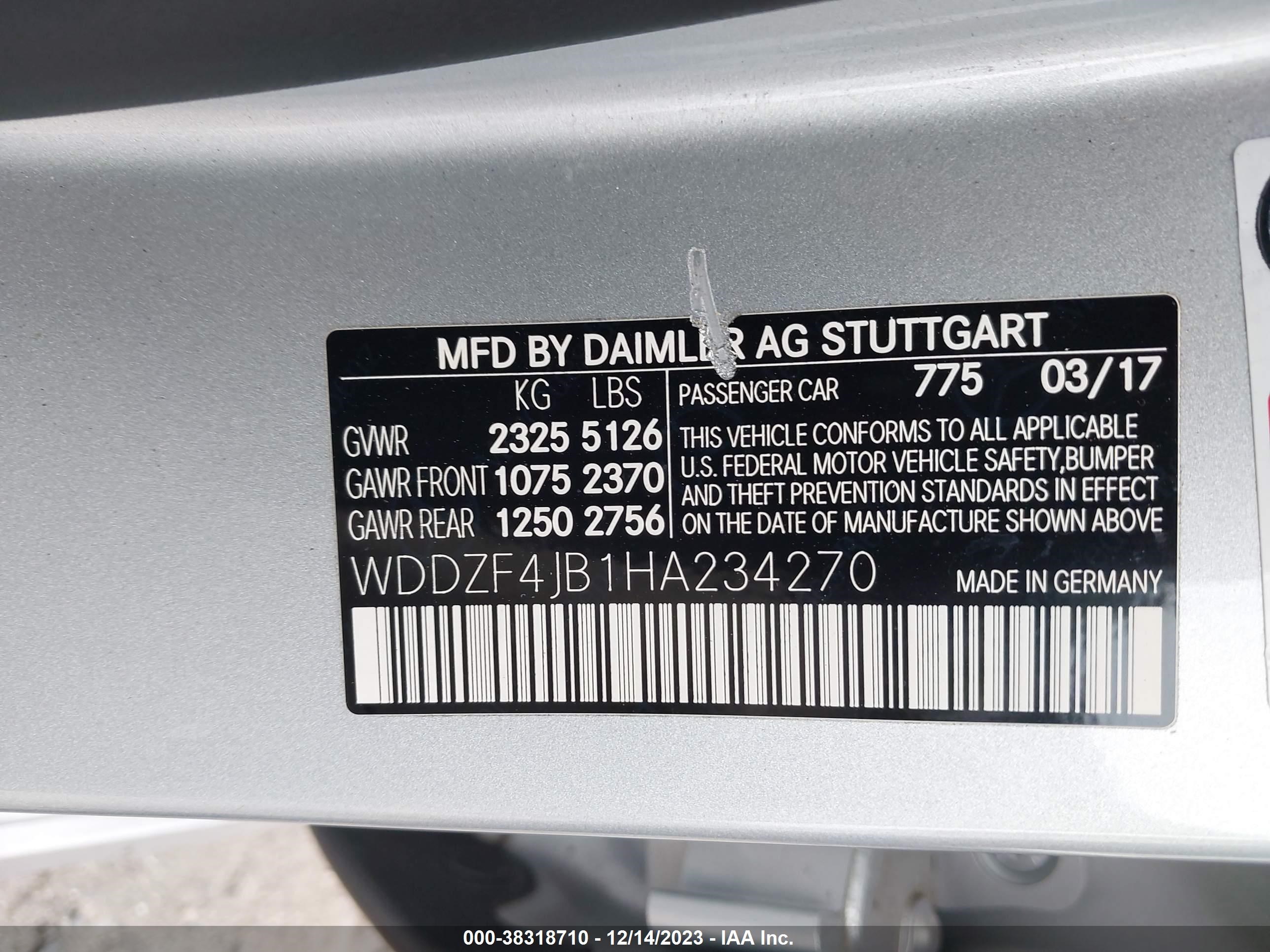 Photo 8 VIN: WDDZF4JB1HA234270 - MERCEDES-BENZ E-KLASSE 