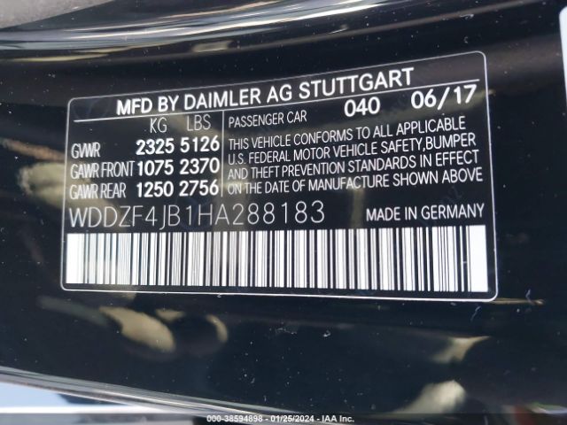 Photo 8 VIN: WDDZF4JB1HA288183 - MERCEDES-BENZ E 300 