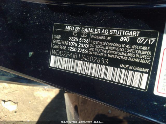 Photo 8 VIN: WDDZF4JB1JA302833 - MERCEDES-BENZ E-CLASS 