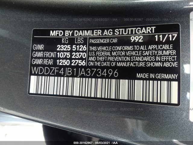 Photo 8 VIN: WDDZF4JB1JA373496 - MERCEDES-BENZ E-CLASS 