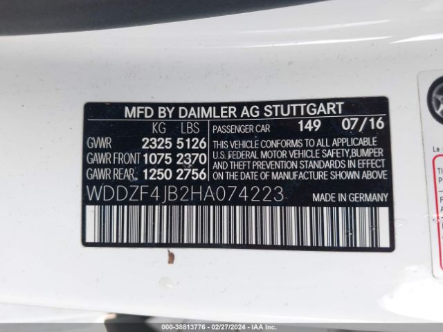 Photo 8 VIN: WDDZF4JB2HA074223 - MERCEDES-BENZ E 300 