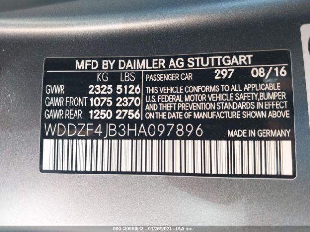 Photo 8 VIN: WDDZF4JB3HA097896 - MERCEDES-BENZ E 300 