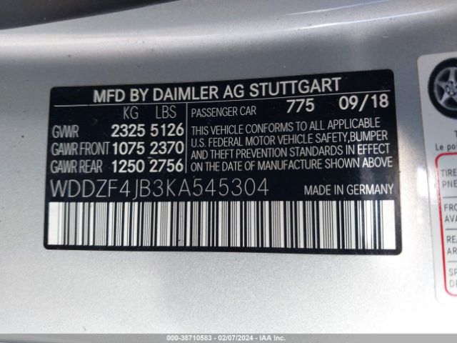 Photo 8 VIN: WDDZF4JB3KA545304 - MERCEDES-BENZ E 300 