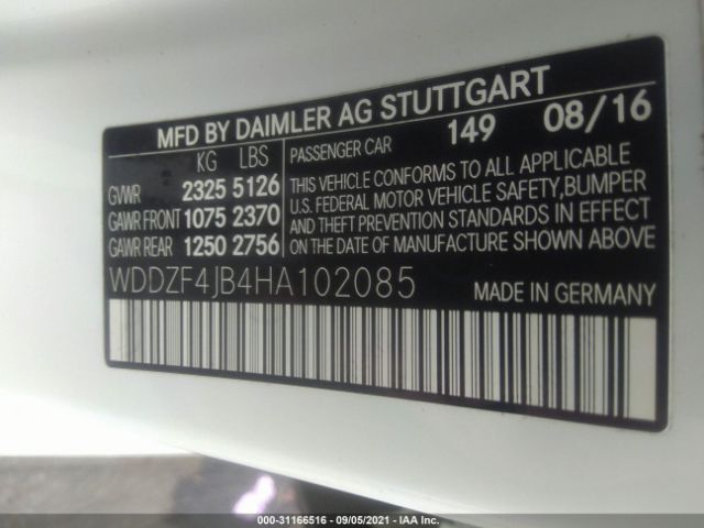 Photo 8 VIN: WDDZF4JB4HA102085 - MERCEDES-BENZ E-CLASS 