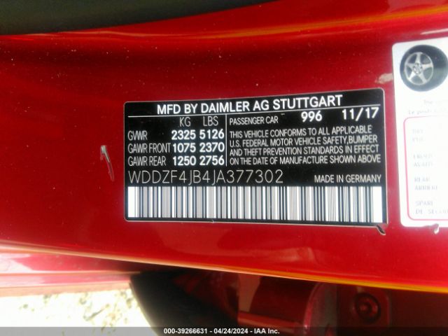 Photo 8 VIN: WDDZF4JB4JA377302 - MERCEDES-BENZ E-CLASS 