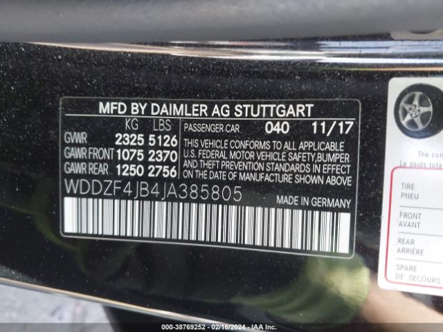 Photo 8 VIN: WDDZF4JB4JA385805 - MERCEDES-BENZ E 300 