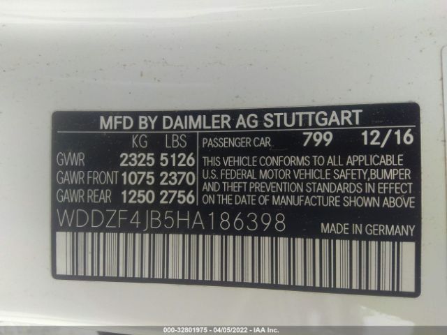 Photo 8 VIN: WDDZF4JB5HA186398 - MERCEDES-BENZ E-CLASS 