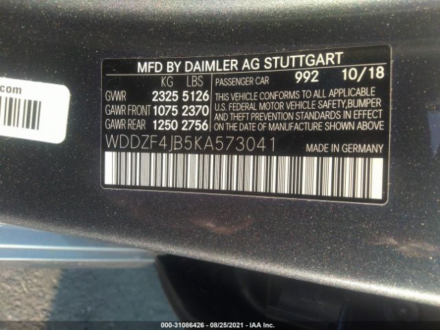 Photo 8 VIN: WDDZF4JB5KA573041 - MERCEDES-BENZ E-CLASS 