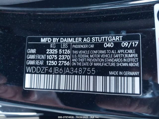 Photo 8 VIN: WDDZF4JB6JA348755 - MERCEDES-BENZ E-CLASS 