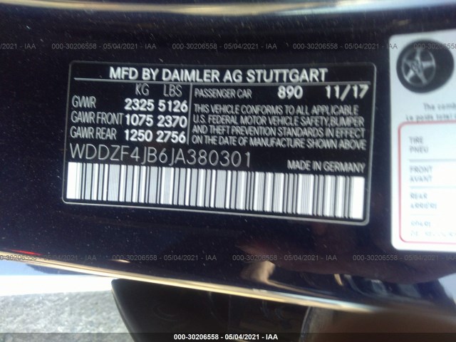 Photo 8 VIN: WDDZF4JB6JA380301 - MERCEDES-BENZ E-CLASS 