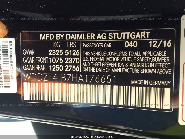 Photo 8 VIN: WDDZF4JB7HA176651 - MERCEDES-BENZ E-CLASS 