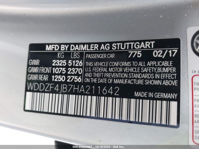 Photo 8 VIN: WDDZF4JB7HA211642 - MERCEDES-BENZ E-CLASS 