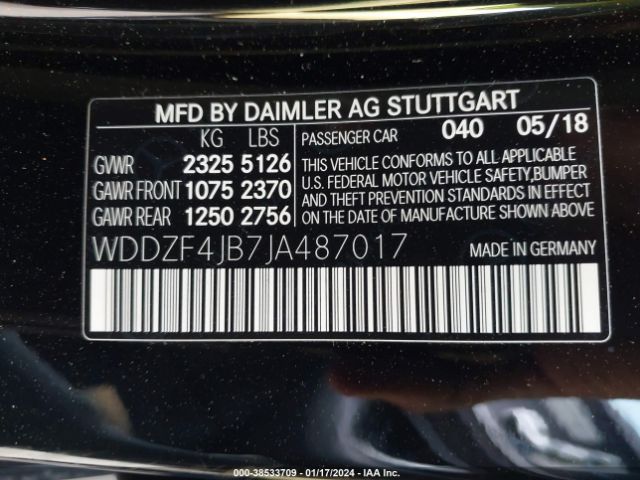 Photo 8 VIN: WDDZF4JB7JA487017 - MERCEDES-BENZ E 300 